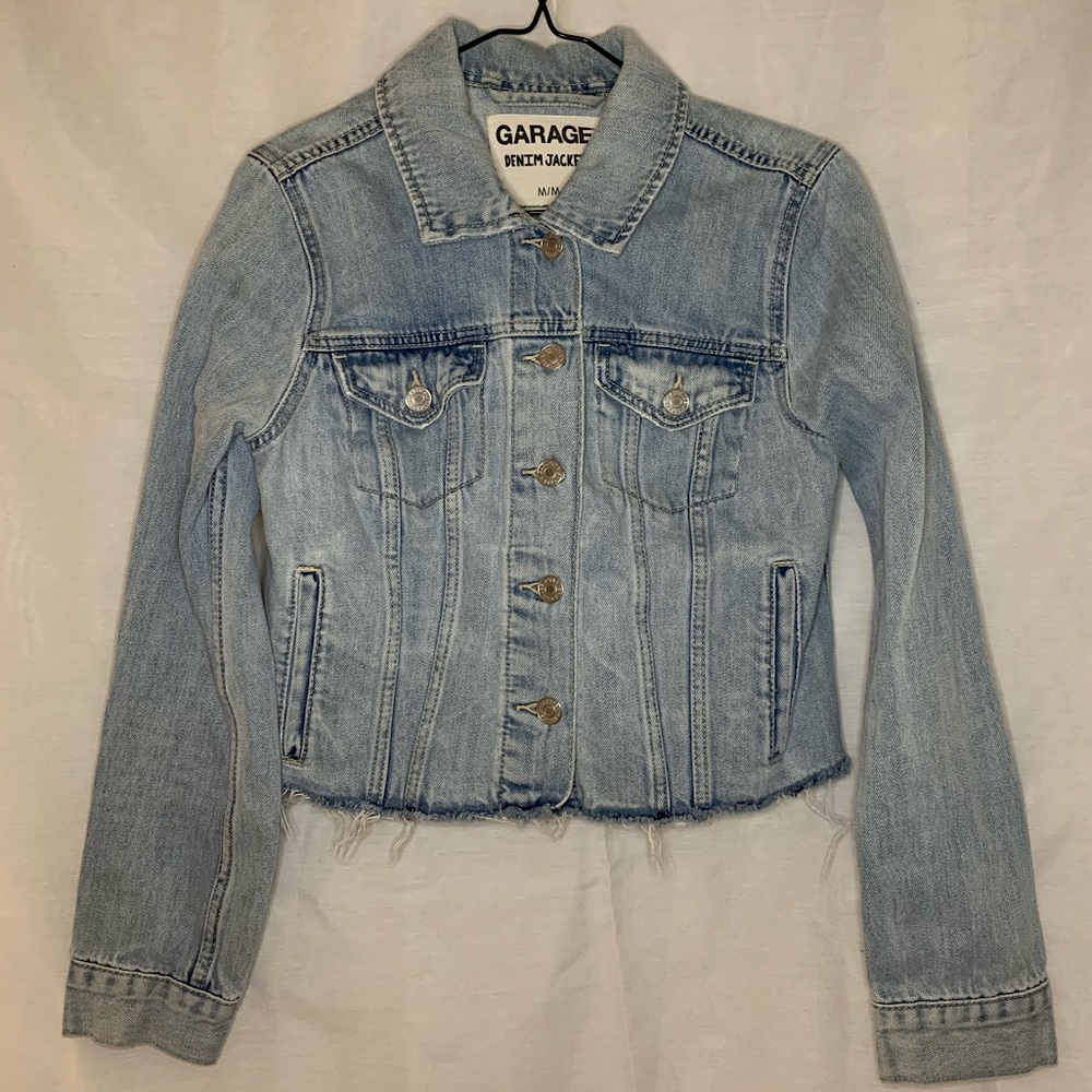 Medium Dark Blue Cropped Denim Jacket from Garage
